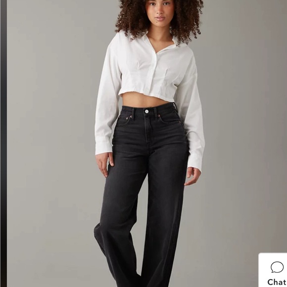 NWT AMERICAN EAGLE 🦅 BLACK WASH HI RISE CROP FLARE - Picture 7 of 16